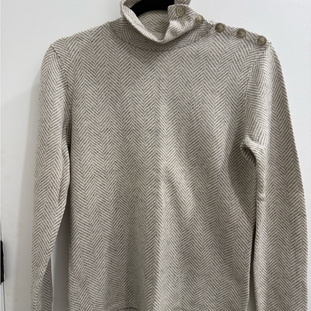 Ralph Lauren Cream Herringbone Turtleneck Sweater